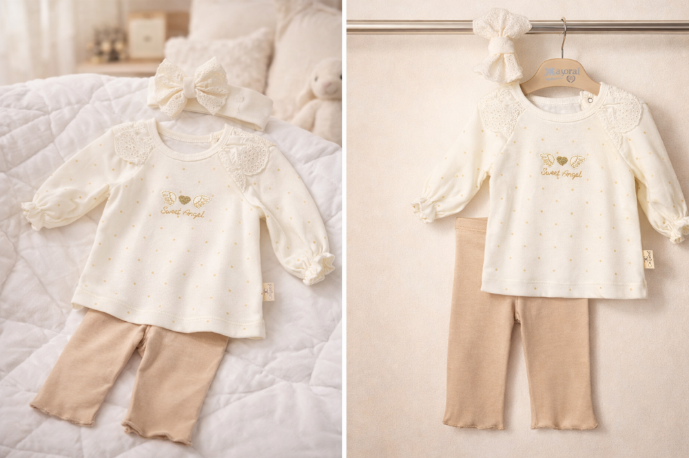 Set fetite Sweet angel cu bluzita pantaloni si bentita [4]