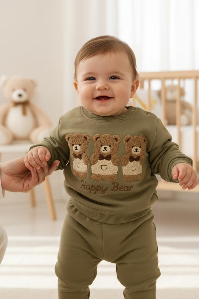 Set hanorac cu trei ursuleti si pantaloni bebelus [3]