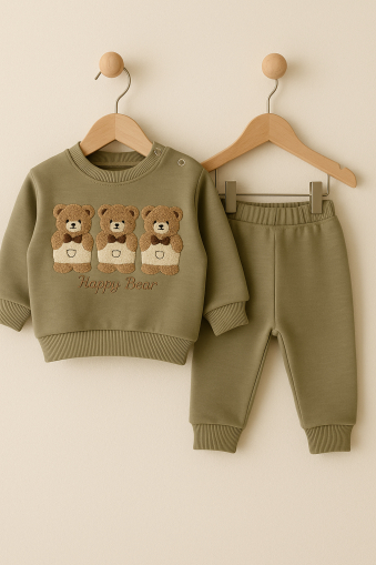 Set hanorac cu trei ursuleti si pantaloni bebelus [2]