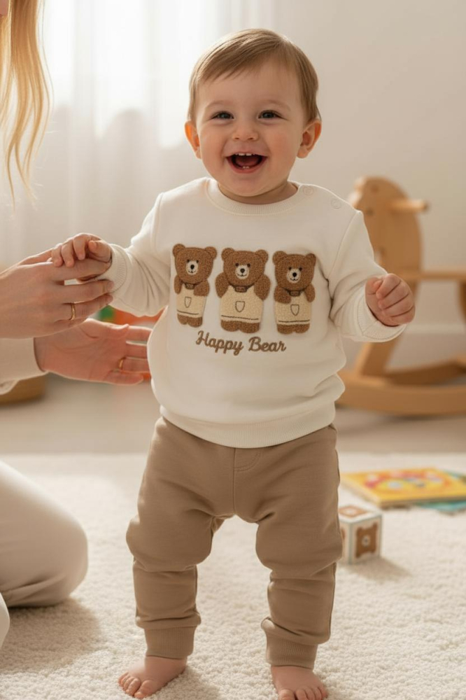 Set hanorac si pantaloni bebelus „Happy Bear” [1]