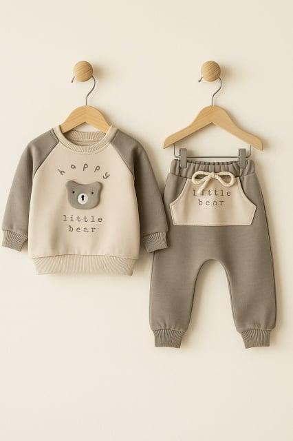 Set hanorac si pantaloni bebelus „Happy Little Bear” [3]