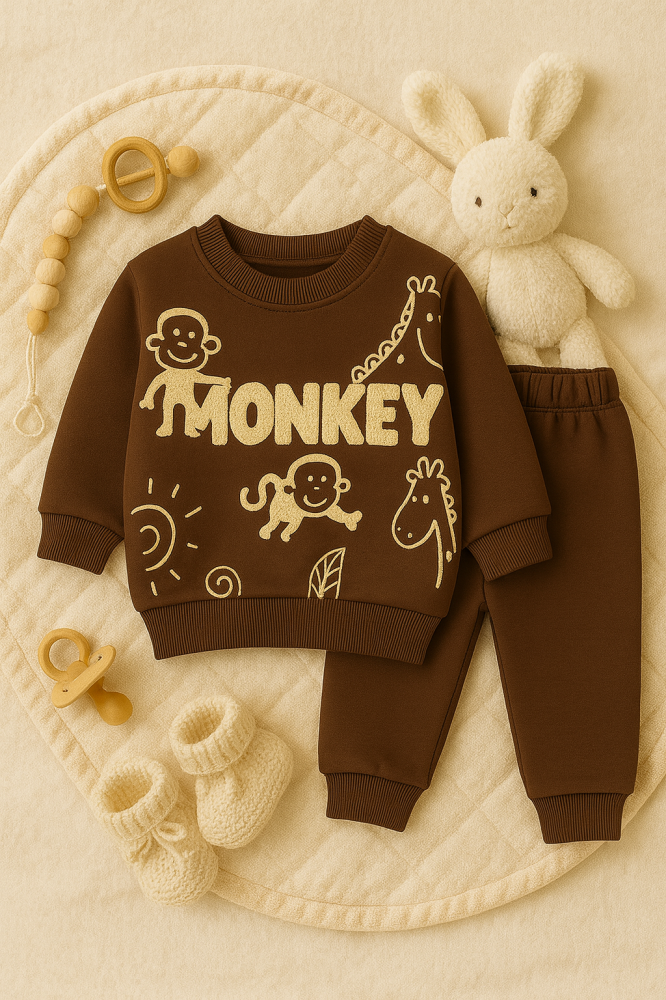 Set hanorac si pantaloni bebelusi din bumbac MARO – Monkey [1]
