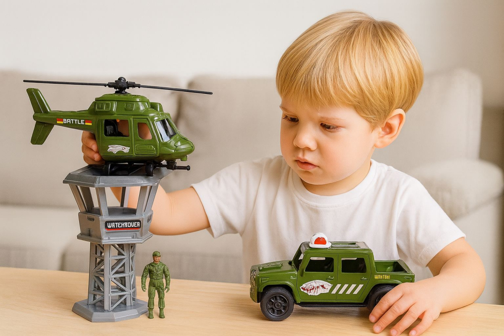 Set joaca copii elicopter figurina vehicul tactic turn control lumini sunete [1]