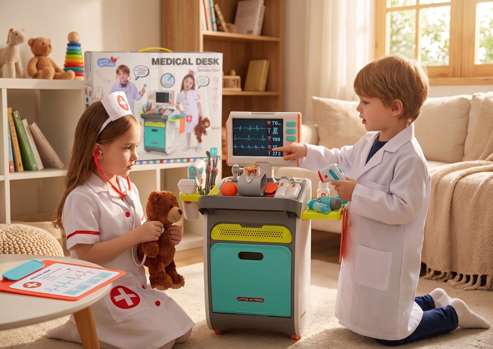 Set Doctor cu Carucior Medical Interactiv, Monitor ECG si Raze X, Lumini si Sunete, Accesorii Medicale, 3 ani+ [5]