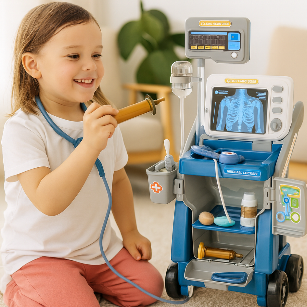 set-mic-doctor-stetoscop-albastru-lumini-statie-mobila-3ani-Bebelul [1]