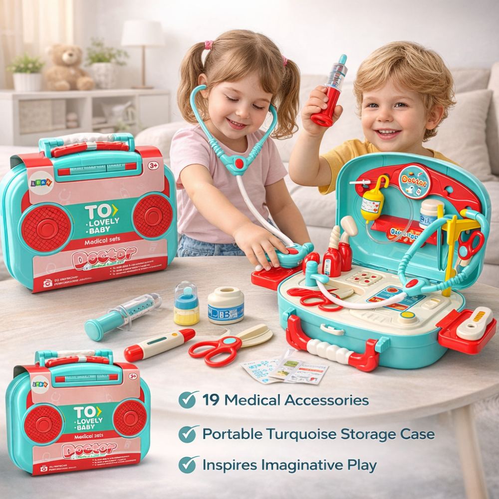 Set mic doctor valiza turcoaz stetoscop foarfeca [6]