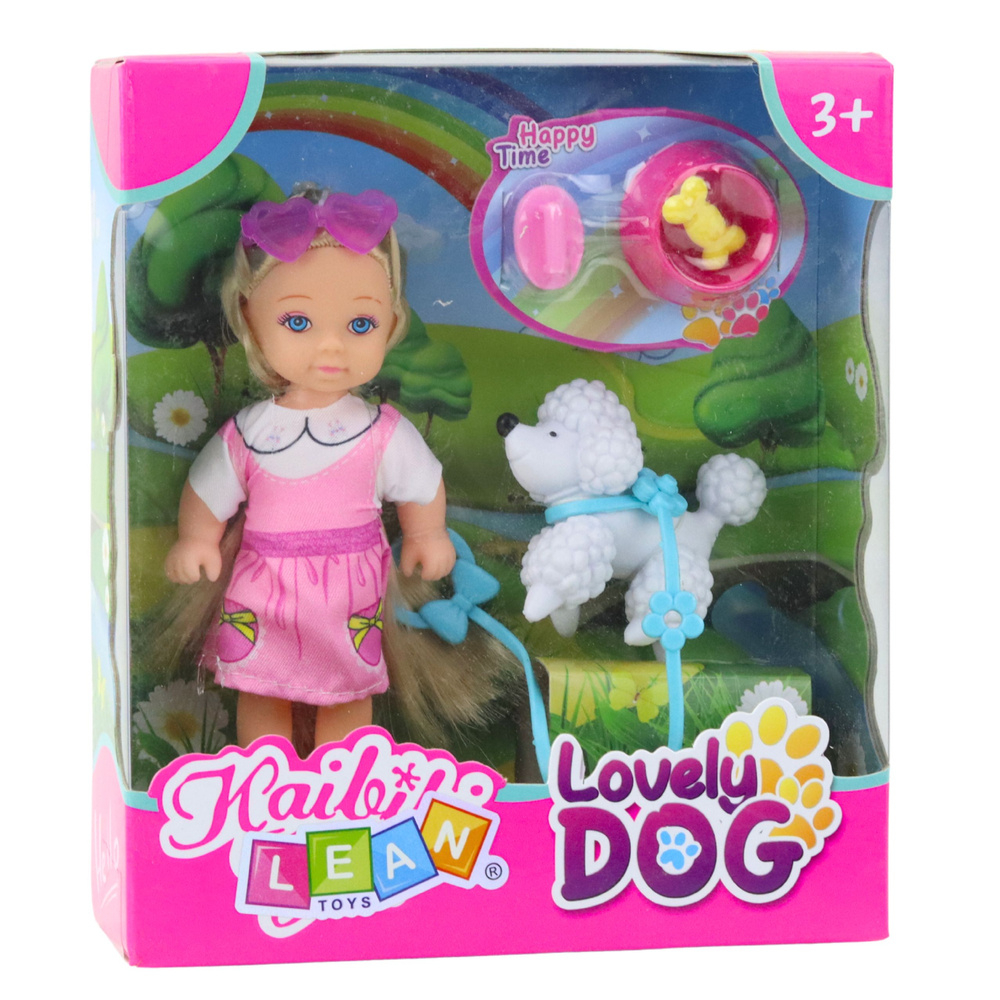 Set mini papusa cu caine lesa bol os si accesorii pentru ingrijirea animalelor [2]