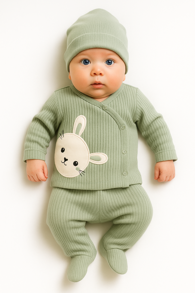 Set Nana 3 piese bebelusi – bluza, pantaloni si caciulita din bumbac 100% [1]