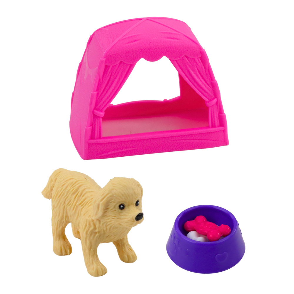 Set papusa mini cu caine cort si accesorii pentru joaca si ingrijire animala [3]