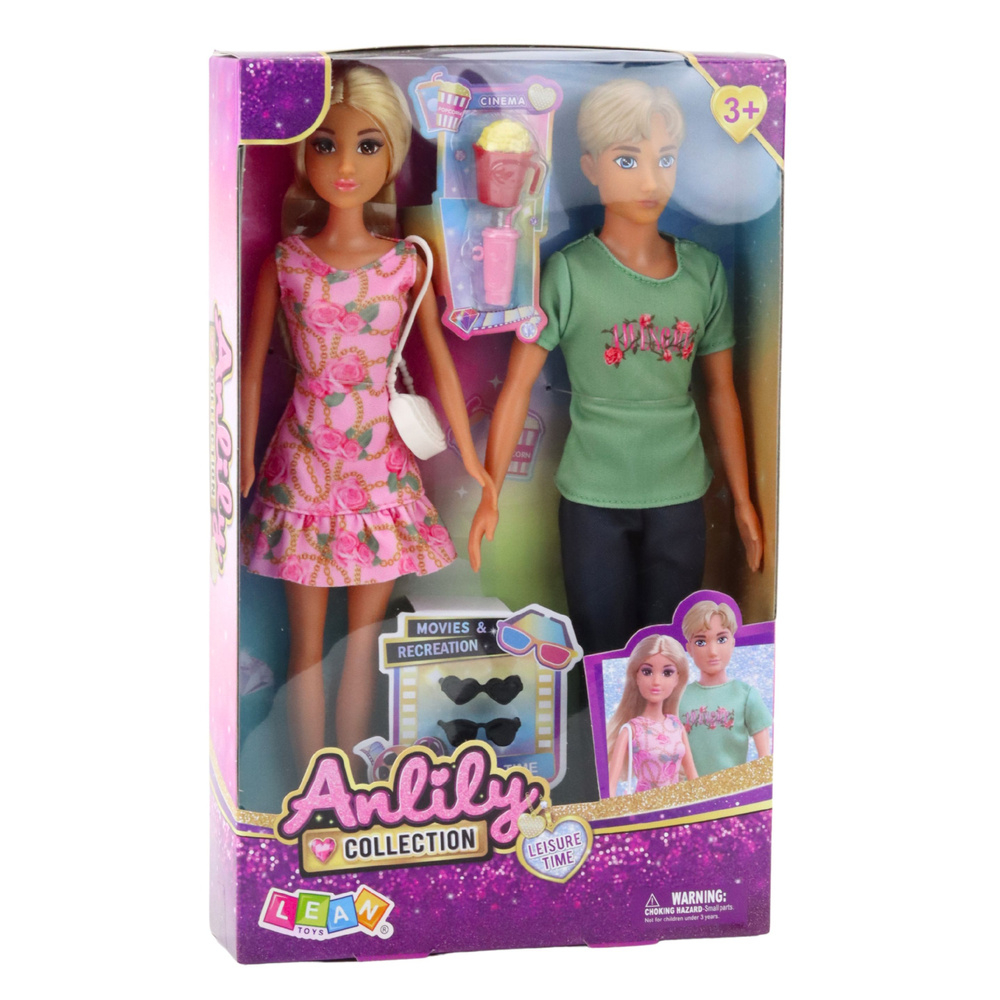 Set papusi Anlily Fata si Baiat cu ochelari geanta accesorii si tinute moderne [4]