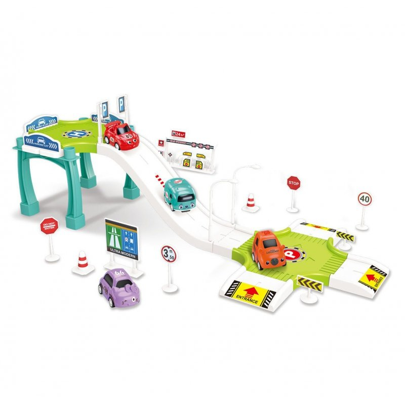 Set Parcare auto cu pista si 3 masinute incluse, garaj pe 3 niveluri pentru copii [4]