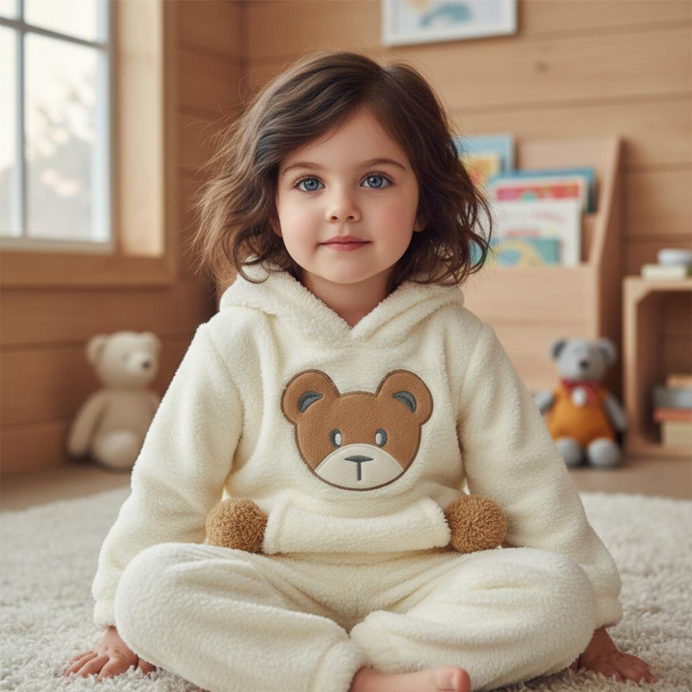 Set pufos hanorac si pantaloni Welsoft White [1]