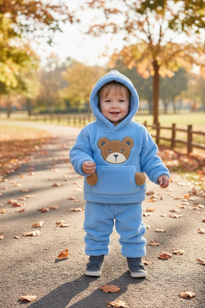 Set pufos hanorac si pantaloni Welsoft - Blue [1]