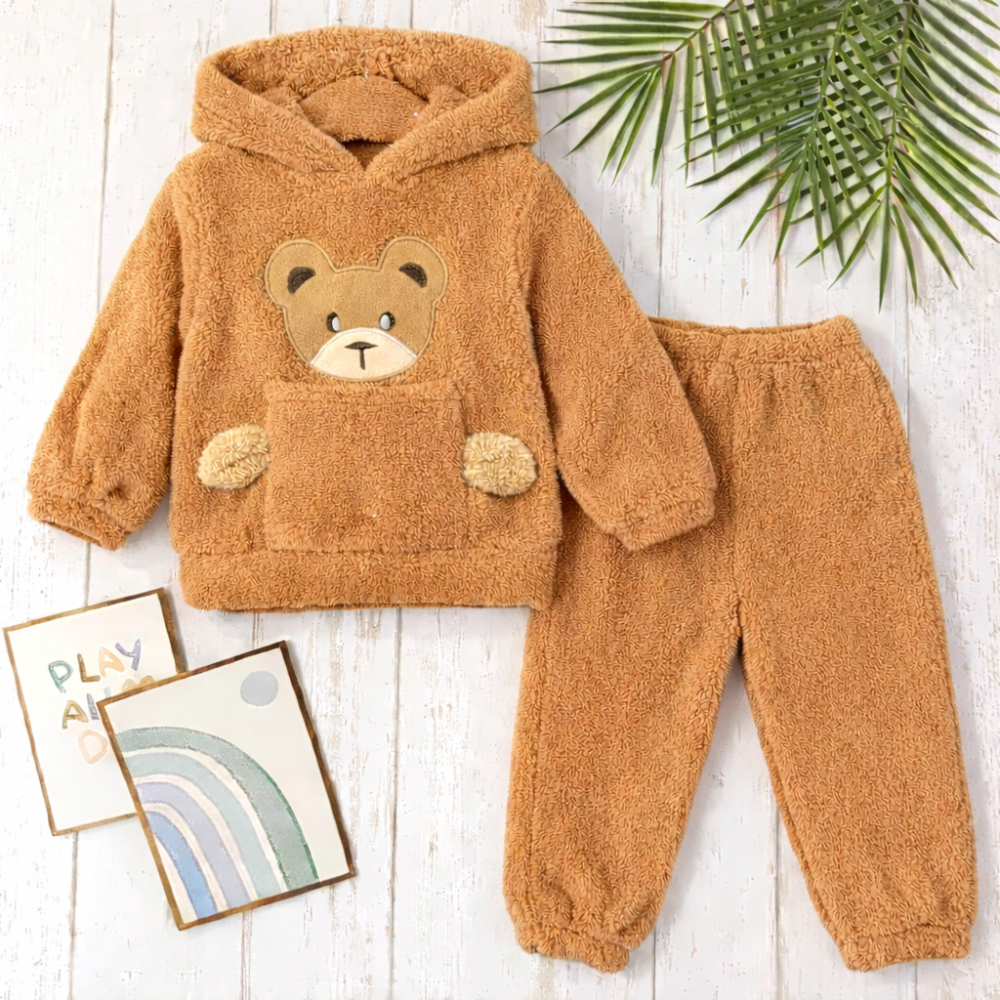 Set pufos hanorac si pantaloni Welsoft - Brown [3]