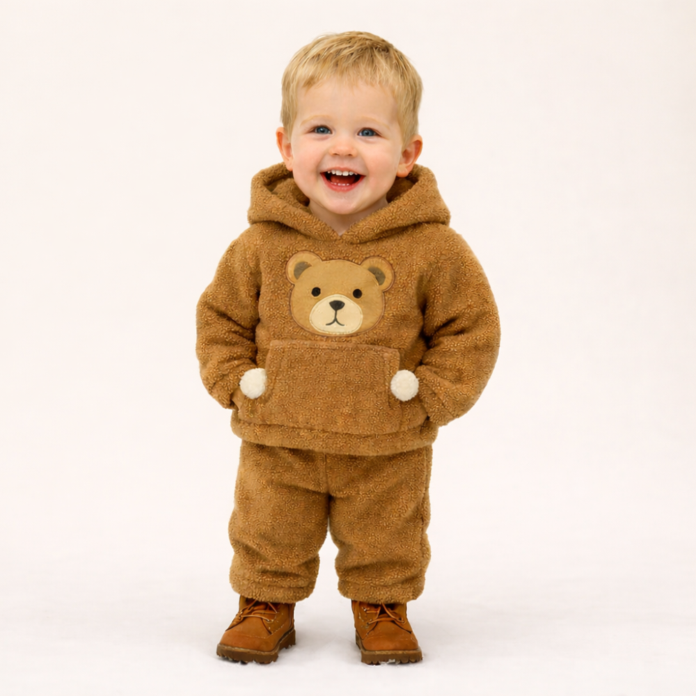 Set pufos hanorac si pantaloni Welsoft - Brown [3]