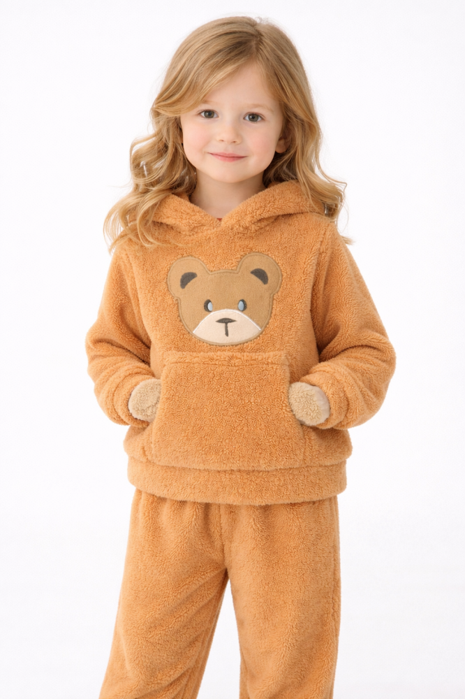 Set pufos hanorac si pantaloni Welsoft - Brown [2]