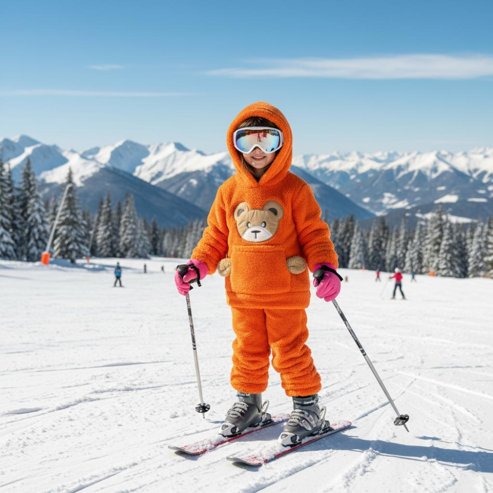 Set pufos hanorac si pantaloni Welsoft - Orange [3]