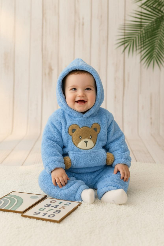 Set pufos hanorac si pantaloni Welsoft - Blue [3]