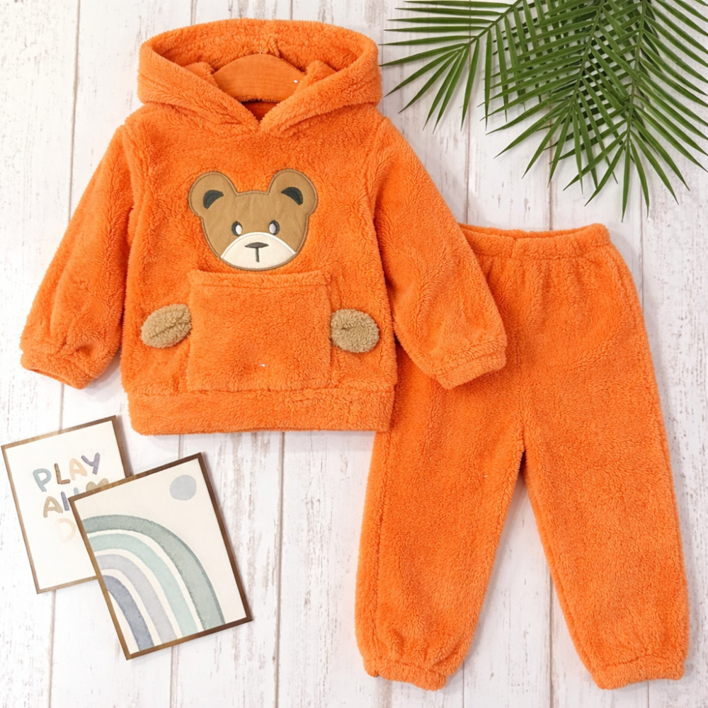 Set pufos hanorac si pantaloni Welsoft - Orange [2]