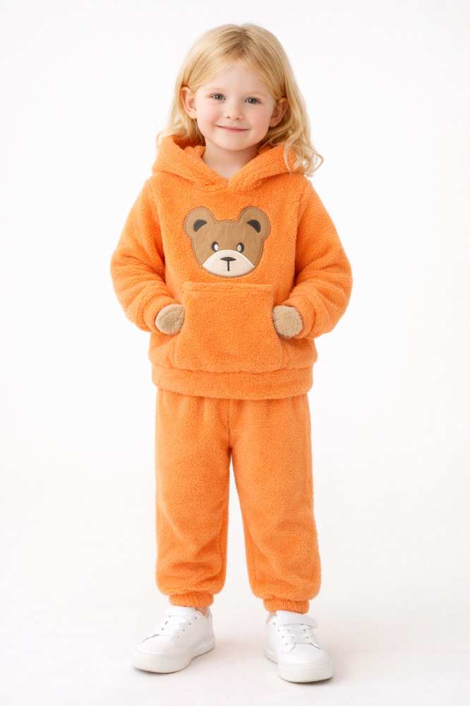 Set pufos hanorac si pantaloni Welsoft - Orange [4]