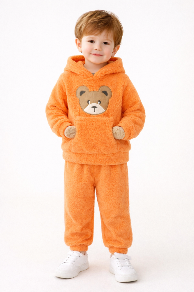 Set pufos hanorac si pantaloni Welsoft - Orange [3]