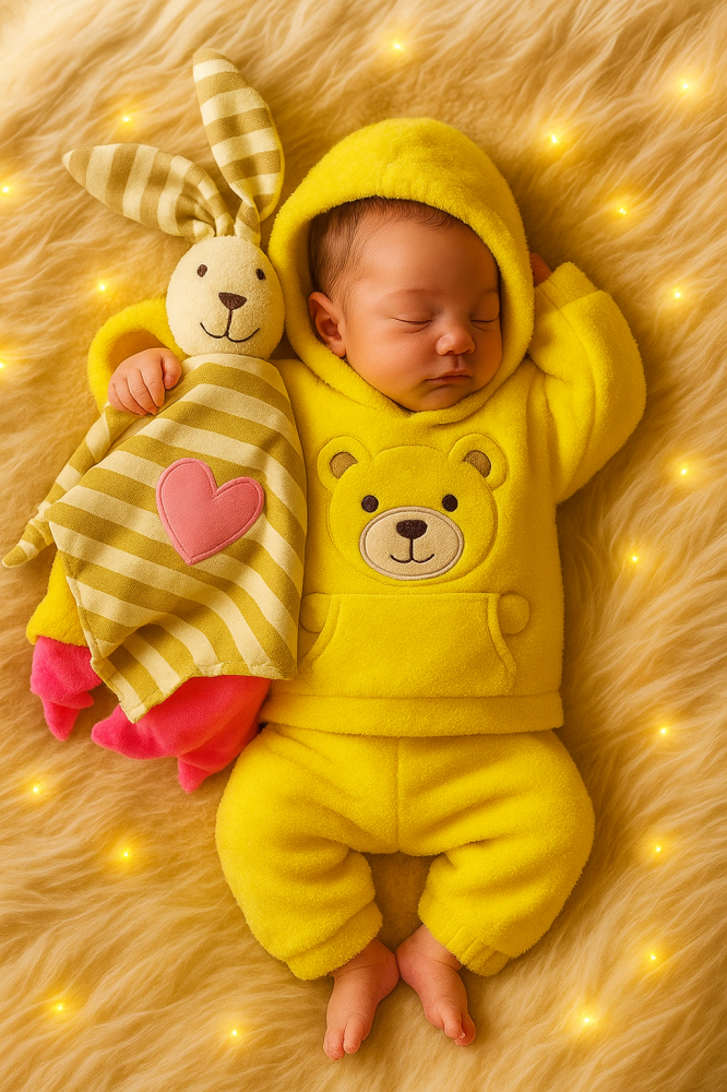 Set pufos hanorac si pantaloni Welsoft - Yellow [5]