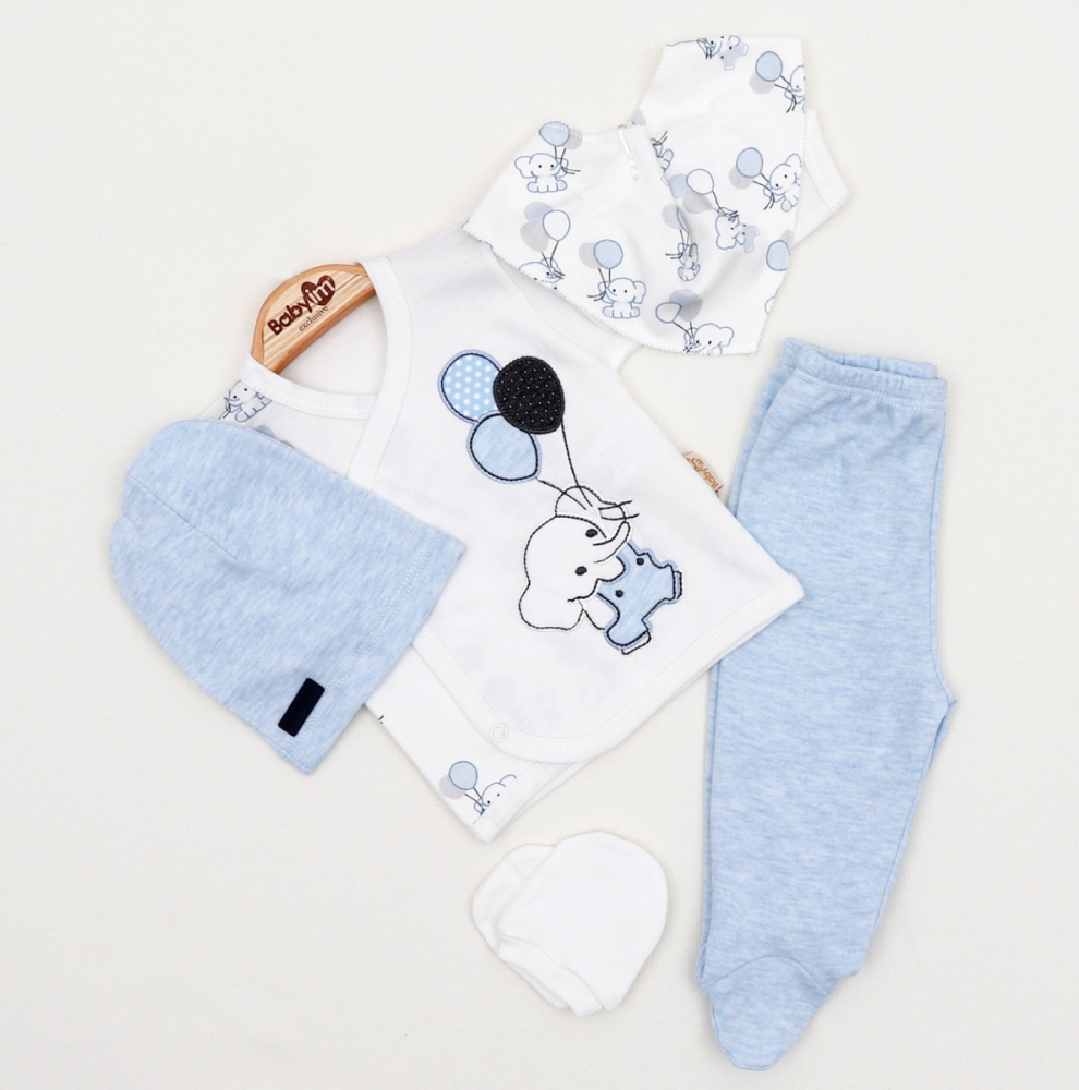 Set salopeta albastra 5 piese cu elefantei 0-3 luni [3]