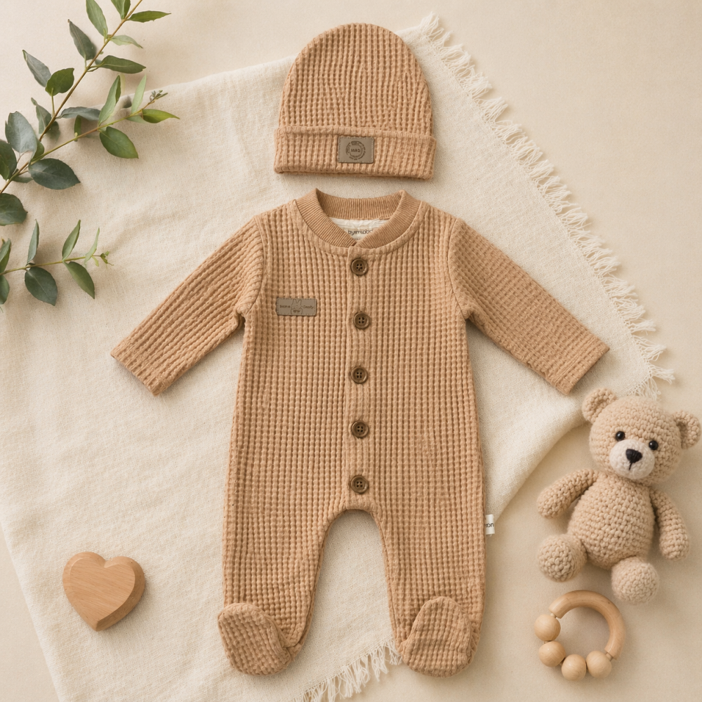 Set salopeta maro cu caciulita bebelusi baieti Murat [2]