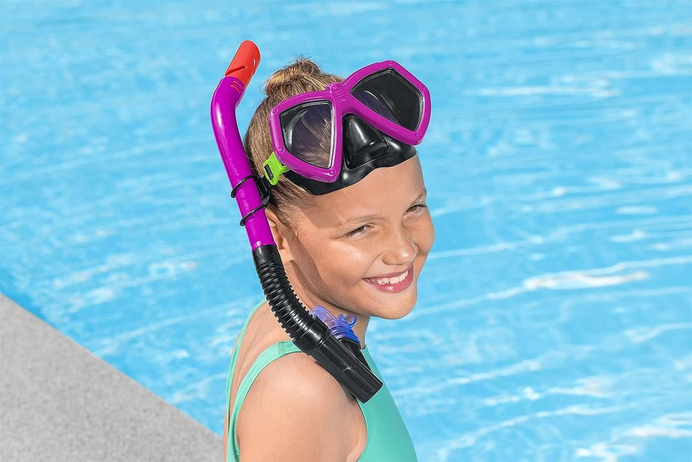 Set snorkeling copii roz, masca/tub, reglabil, 45x21x8cm [2]
