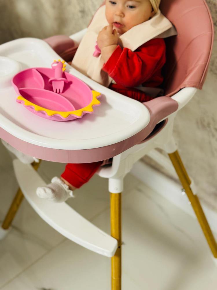 Set complet de hranire bebelusi Dinozaur, roz bebelul [4]