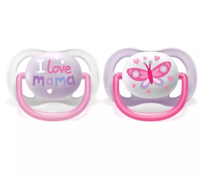 Suzeta PHILIPS AVENT Ultra Air, 0-6 luni, 2 buc, roz-mov [2]