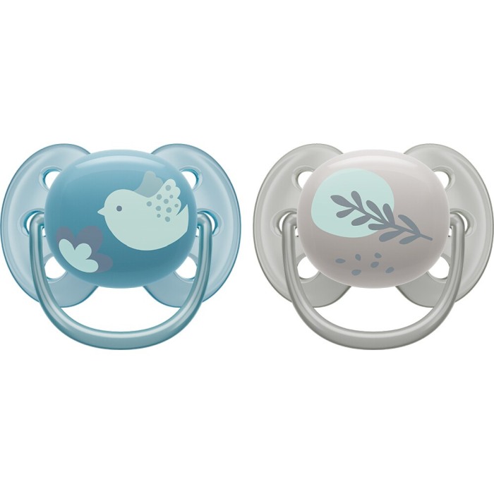 Suzeta PHILIPS AVENT Ultra Soft, 6-18 luni, 2 buc, gri-albastru [2]
