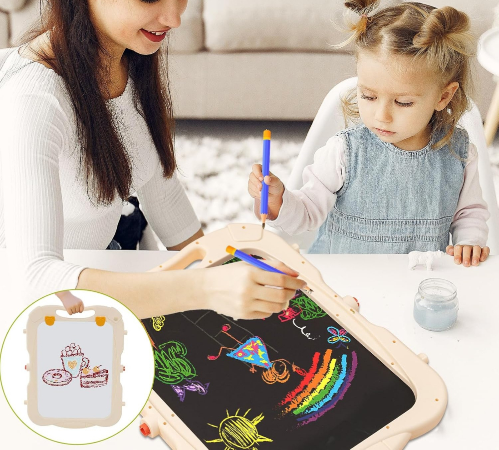 Tabla educativa fata-verso magnetica si creta cu accesorii si raft organizator [7]