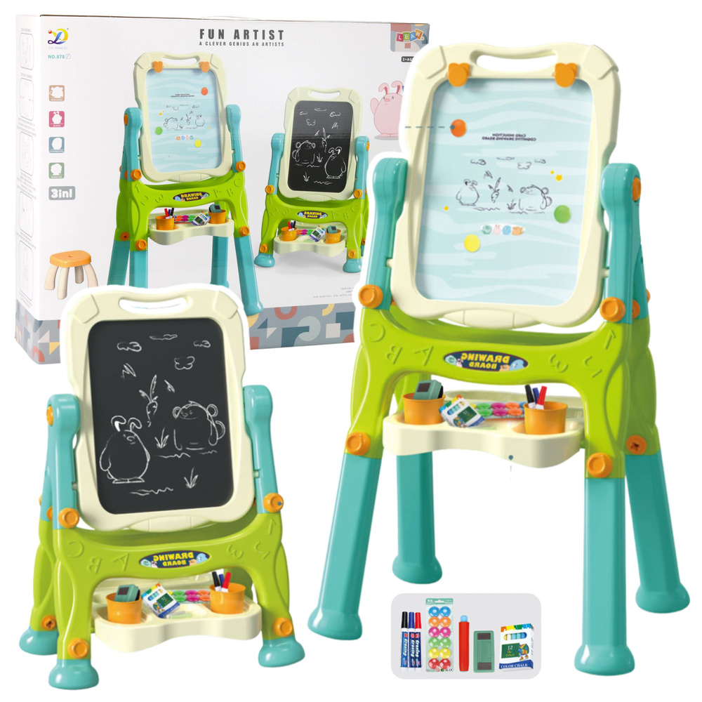 Tabla educativa fata-verso magnetica si creta cu accesorii si raft organizator [3]