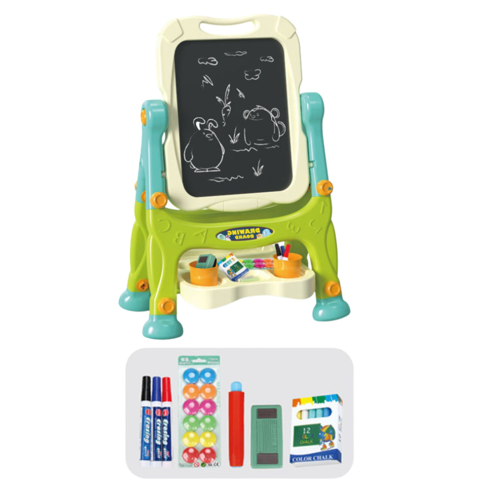 Tabla educativa fata-verso magnetica si creta cu accesorii si raft organizator [5]