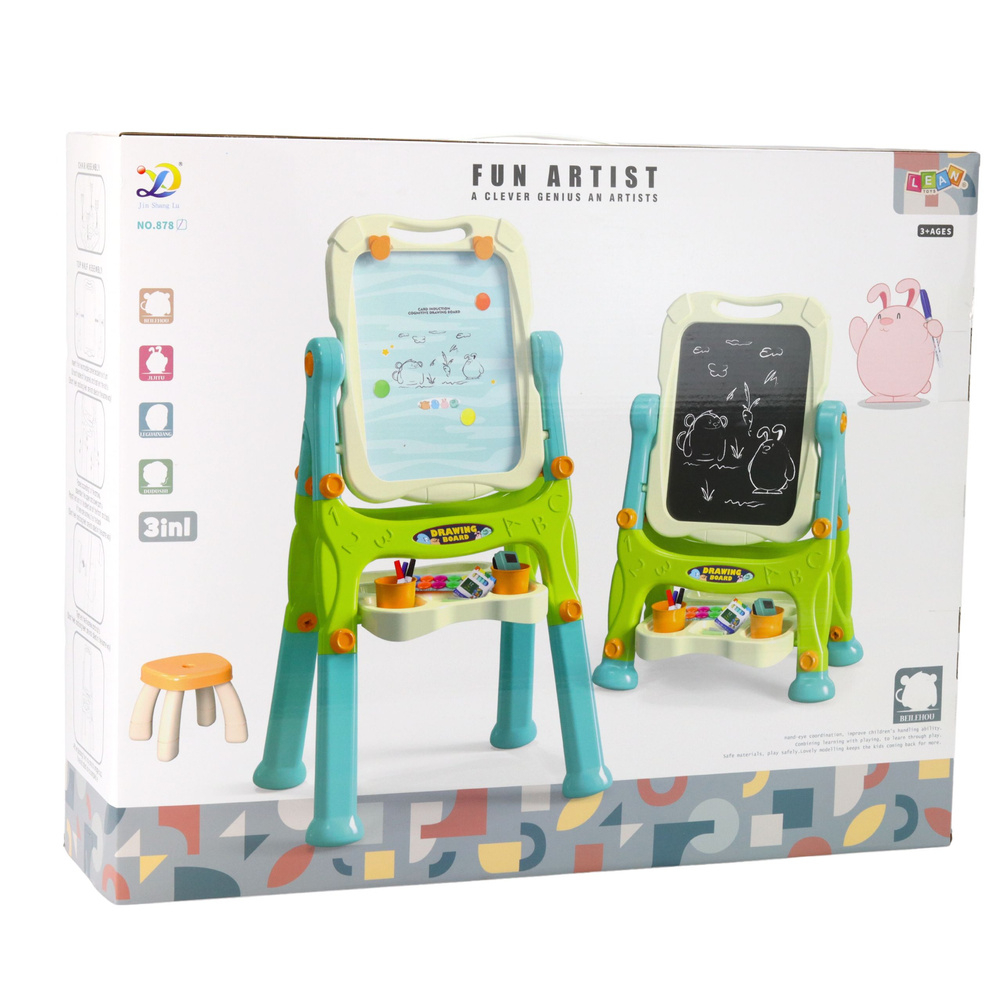 Tabla educativa fata-verso magnetica si creta cu accesorii si raft organizator [6]