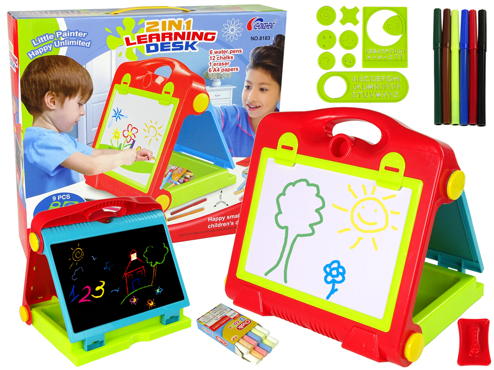 Tabla pliabila 2in1 valiza marker creta copii Bebelul [1]