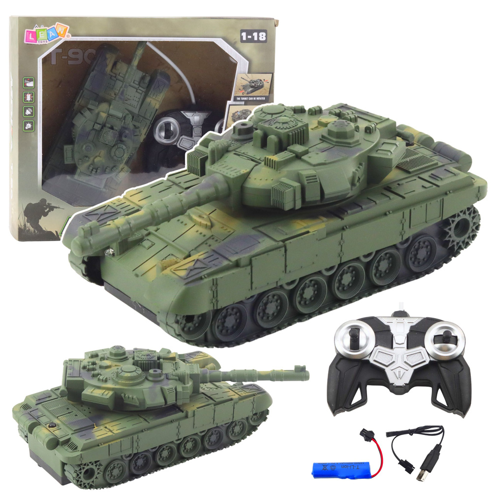 Tanc militar T90 telecomandat RC cu lumini si sunete verde 1:18 [2]