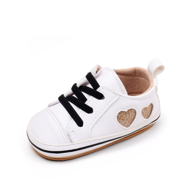 Tenisi albi pentru fetite - Glitter hearts [3]