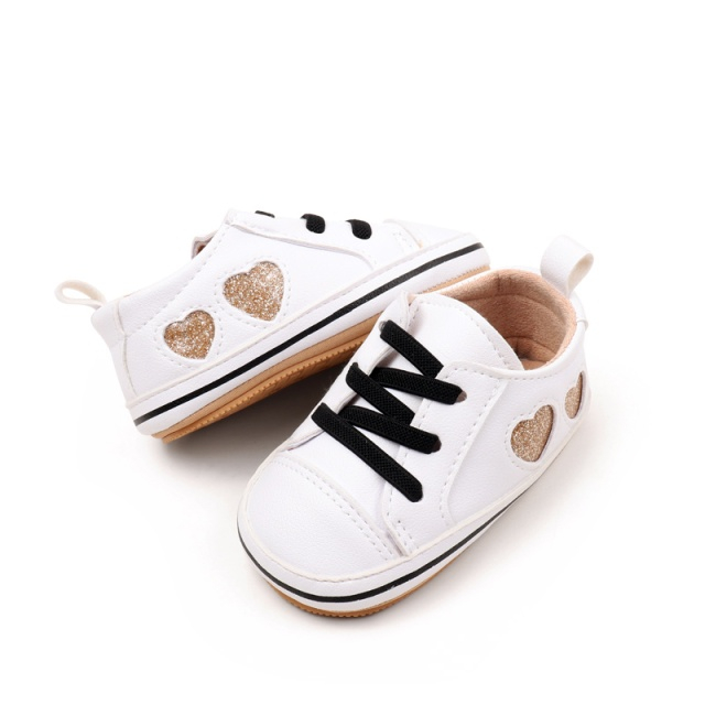 Tenisi albi pentru fetite - Glitter hearts [1]
