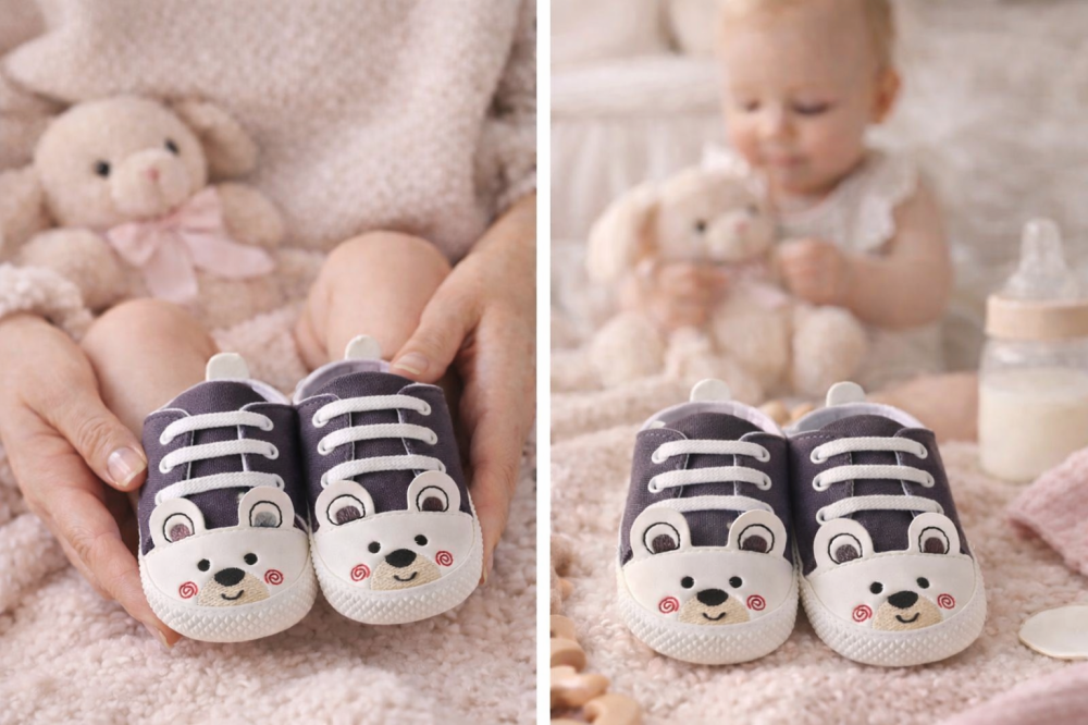 Tenisi bebelusi ursulet gri talpa alba LEONCINO [2]