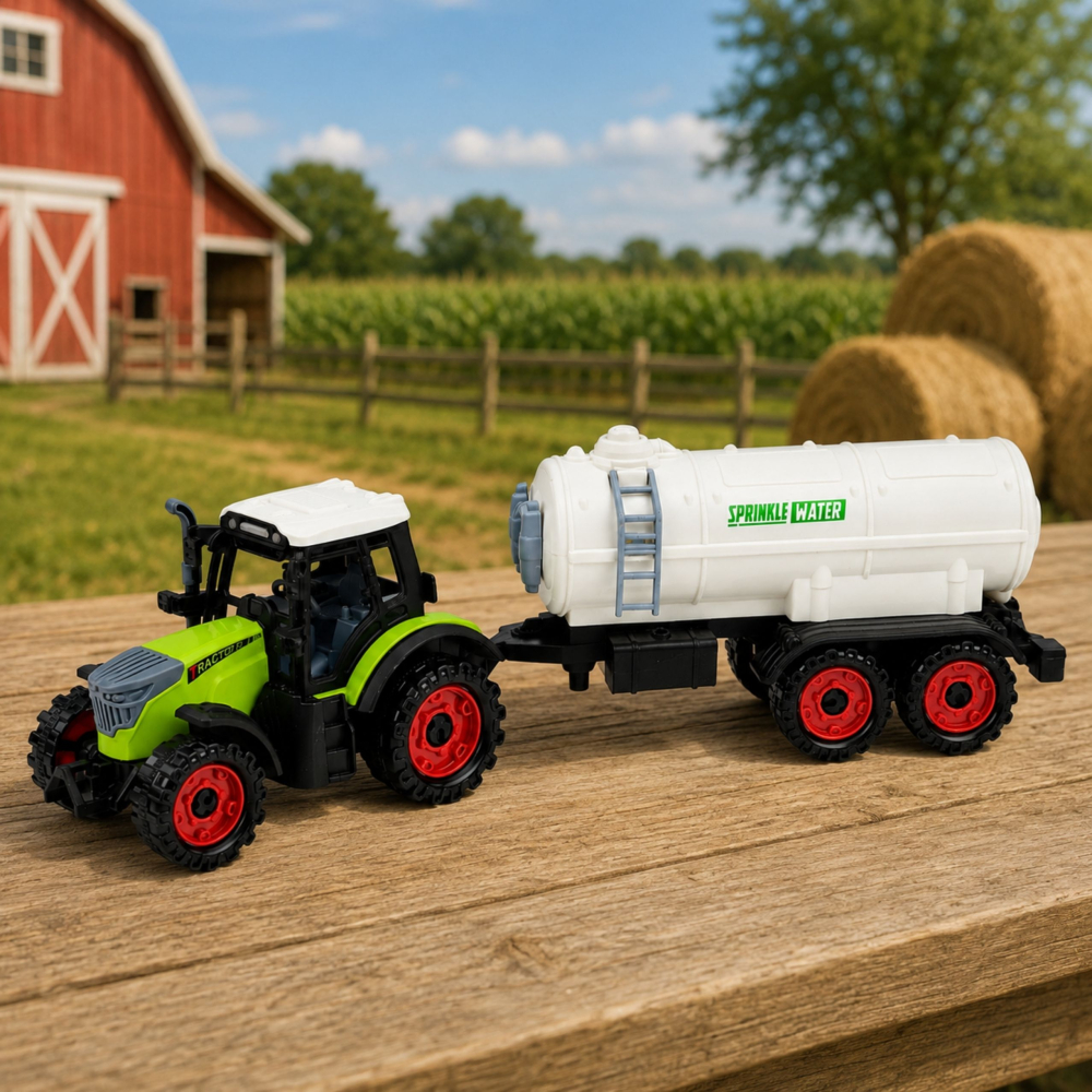Tractor agricol cu cisterna, tractiune prin frictiune, 34 cm, verde-alb, 3 ani+ [7]