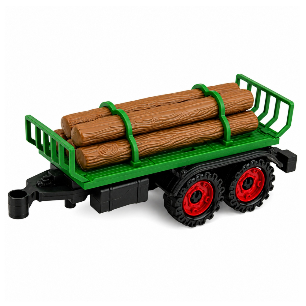 Tractor agricol cu remorca pentru busteni, tractiune prin frictiune, 35 cm, verde, 3 ani+ [5]