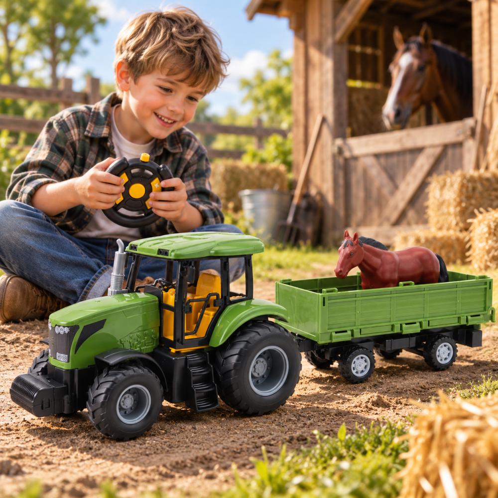 Tractor cu telecomanda cu remorca si cal inclus 48 cm, 8 ani+ [2]