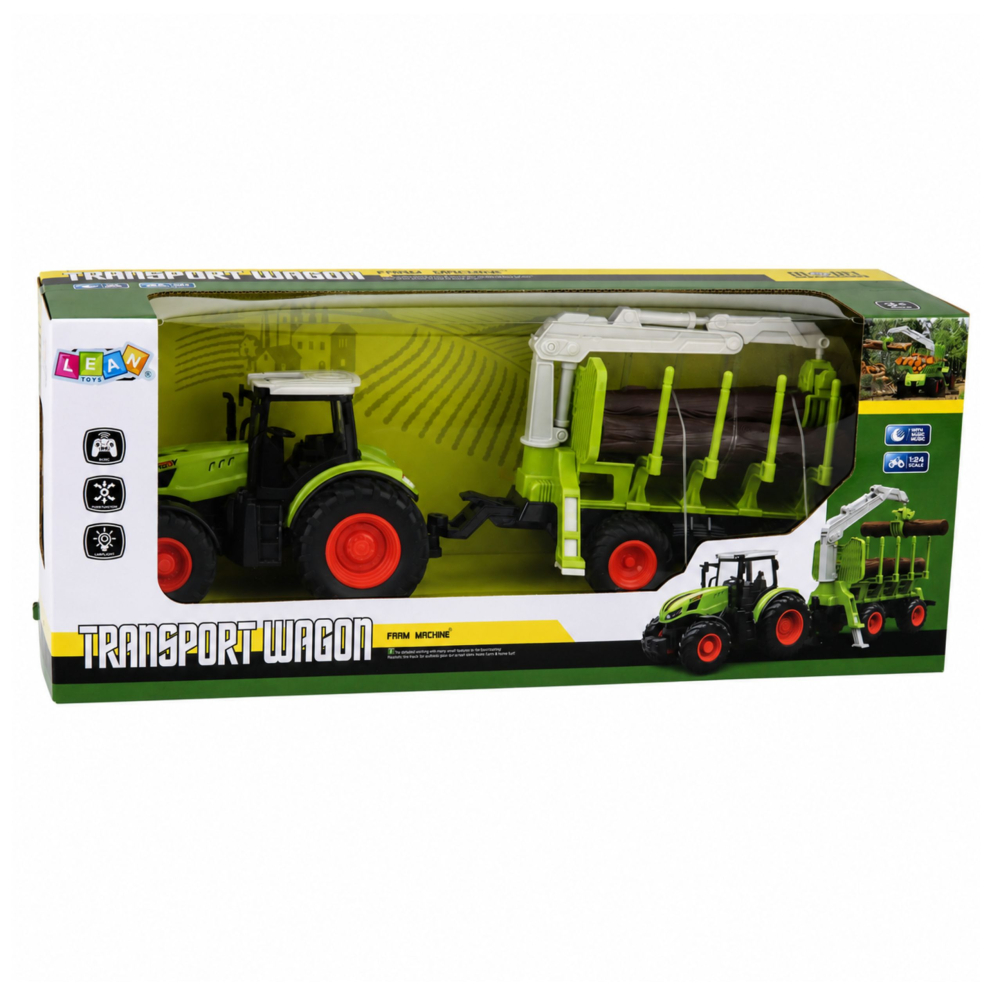 Tractor cu telecomanda, remorca forestiera si busteni 1:24, 3 ani+ [7]