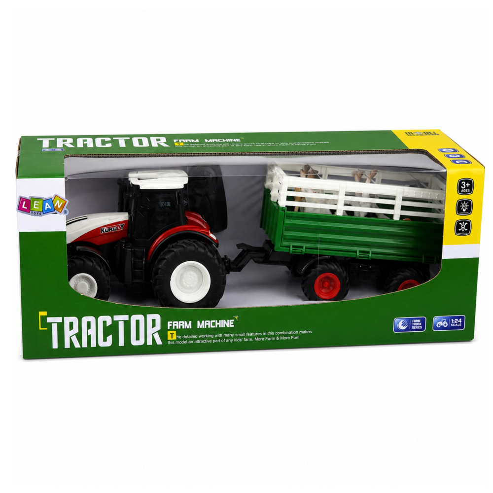 Tractor cu telecomanda si remorca plus figurina vaca 1:24, 3 ani+ [8]