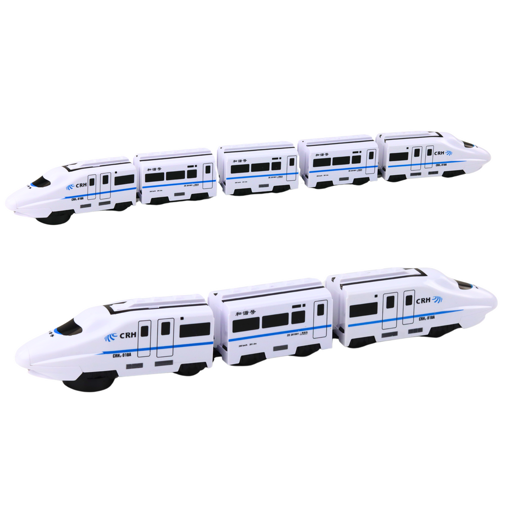 Tren Interactiv 62 cm cu Locomotiva si 4 Vagoane, Lumini, Sunete, Functie Bump & Go, Alb, 3 Ani+ [2]