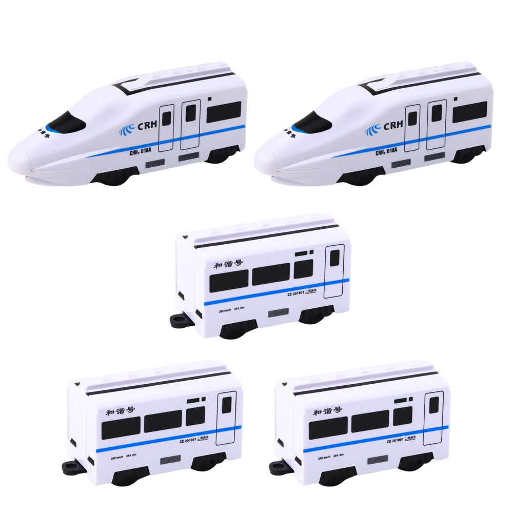 Tren Interactiv 62 cm cu Locomotiva si 4 Vagoane, Lumini, Sunete, Functie Bump & Go, Alb, 3 Ani+ [3]