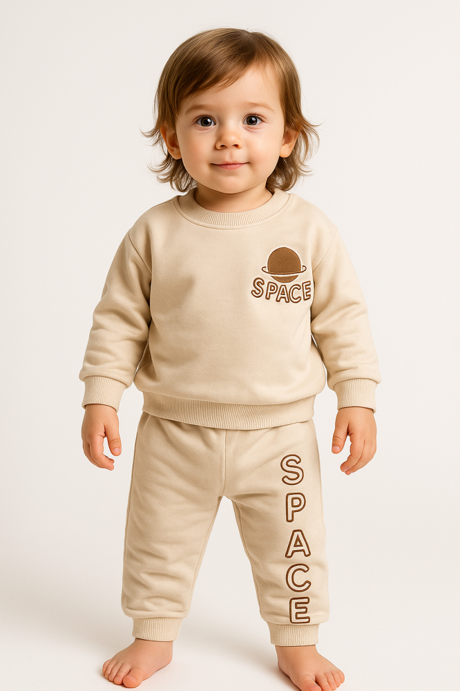 Trening bebelusi Babycoy din bumbac 100% -  SPACE - Crem [2]