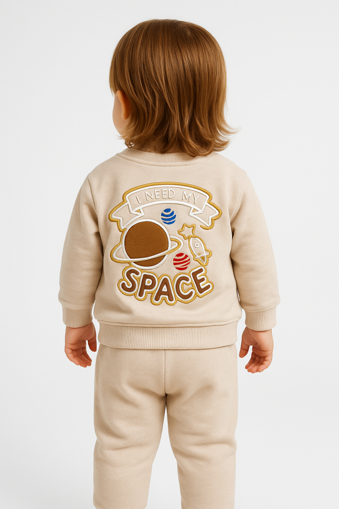 Trening bebelusi Babycoy din bumbac 100% -  SPACE - Crem [3]